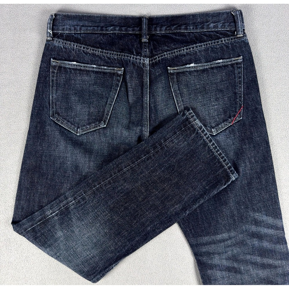 Banana Republic Jeans Mens 33x30 Blue Slim Dark Wash Distressed Whiskered Denim